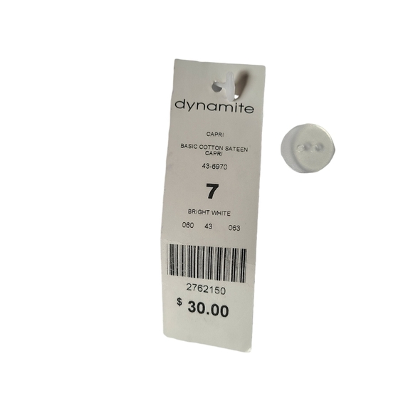 NEW Dynamite ladies white basic cotton sateen capri pants - Picture 8 of 10